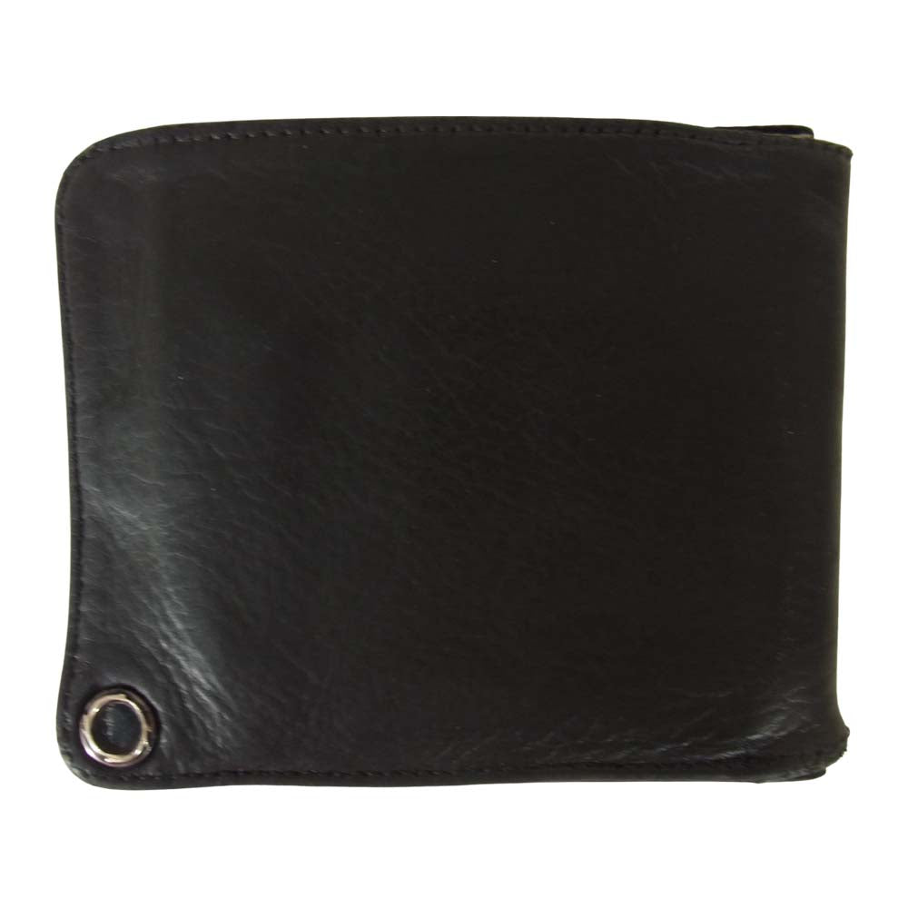 CHROME HEARTS クロムハーツ（原本有） 1スナップ クロスボールボタン レザー ウォレット ブラック系【中古】
