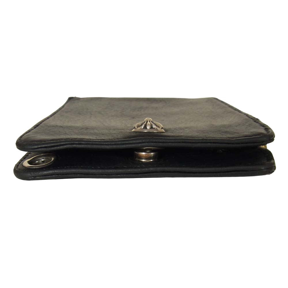 CHROME HEARTS クロムハーツ（原本有） 1スナップ クロスボールボタン レザー ウォレット ブラック系【中古】