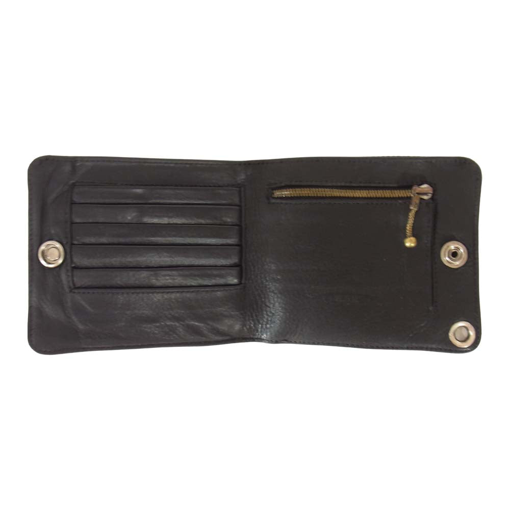 CHROME HEARTS クロムハーツ（原本有） 1スナップ クロスボールボタン レザー ウォレット ブラック系【中古】