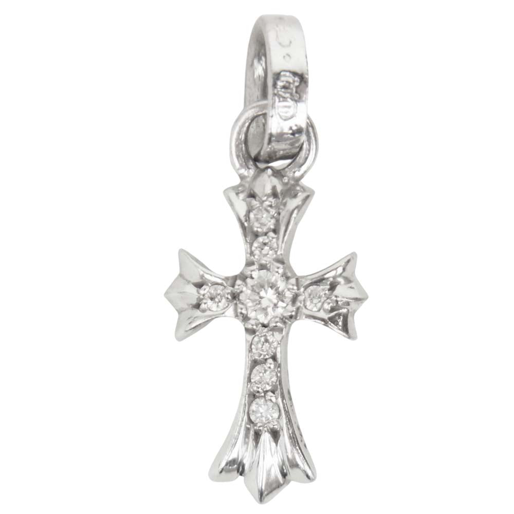 CHROME HEARTS クロムハーツ（原本有） K18WG ホワイトゴールド ベイビーファット パヴェ ダイヤ クロス チャーム トップ シルバー系【中古】