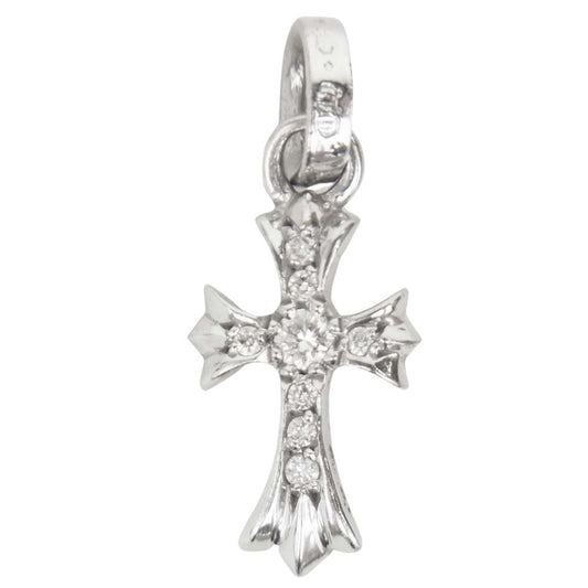 CHROME HEARTS クロムハーツ（原本有） K18WG ホワイトゴールド ベイビーファット パヴェ ダイヤ クロス チャーム トップ シルバー系【中古】