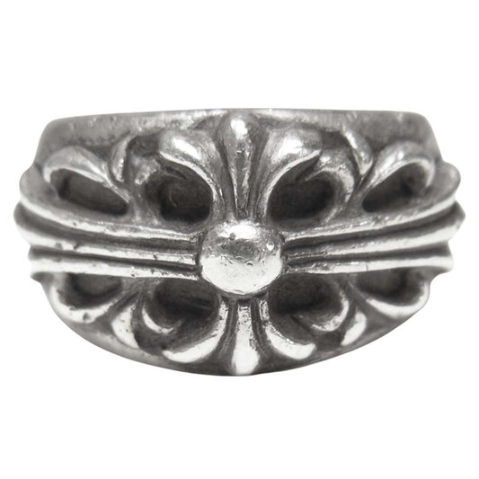 CHROME HEARTS クロムハーツ（原本無） FRORAL CRS RING フローラル クロス リング シルバー系 18号程度【中古】