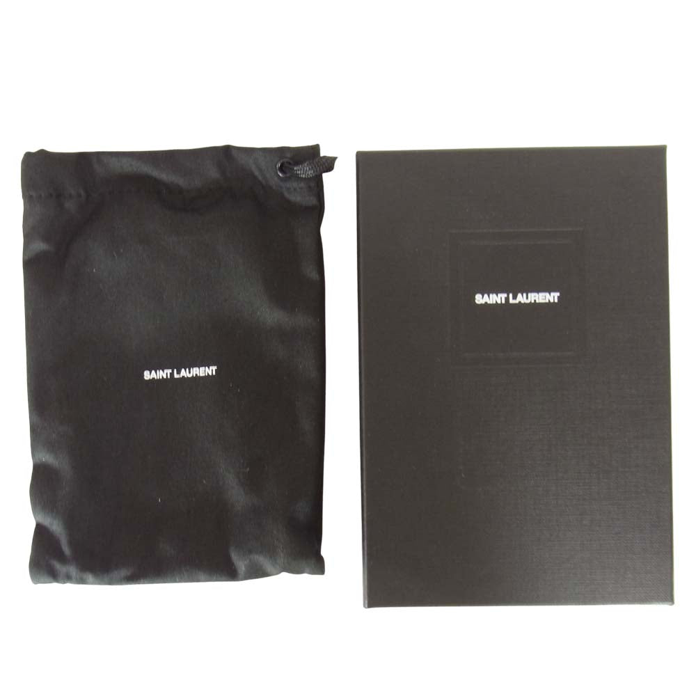 SAINT LAURENT サンローラン 612808 BOW01 グレインドプードル エンボスレザー モノグラム コンパクトフォールド ライトブラウン系【美品】【中古】