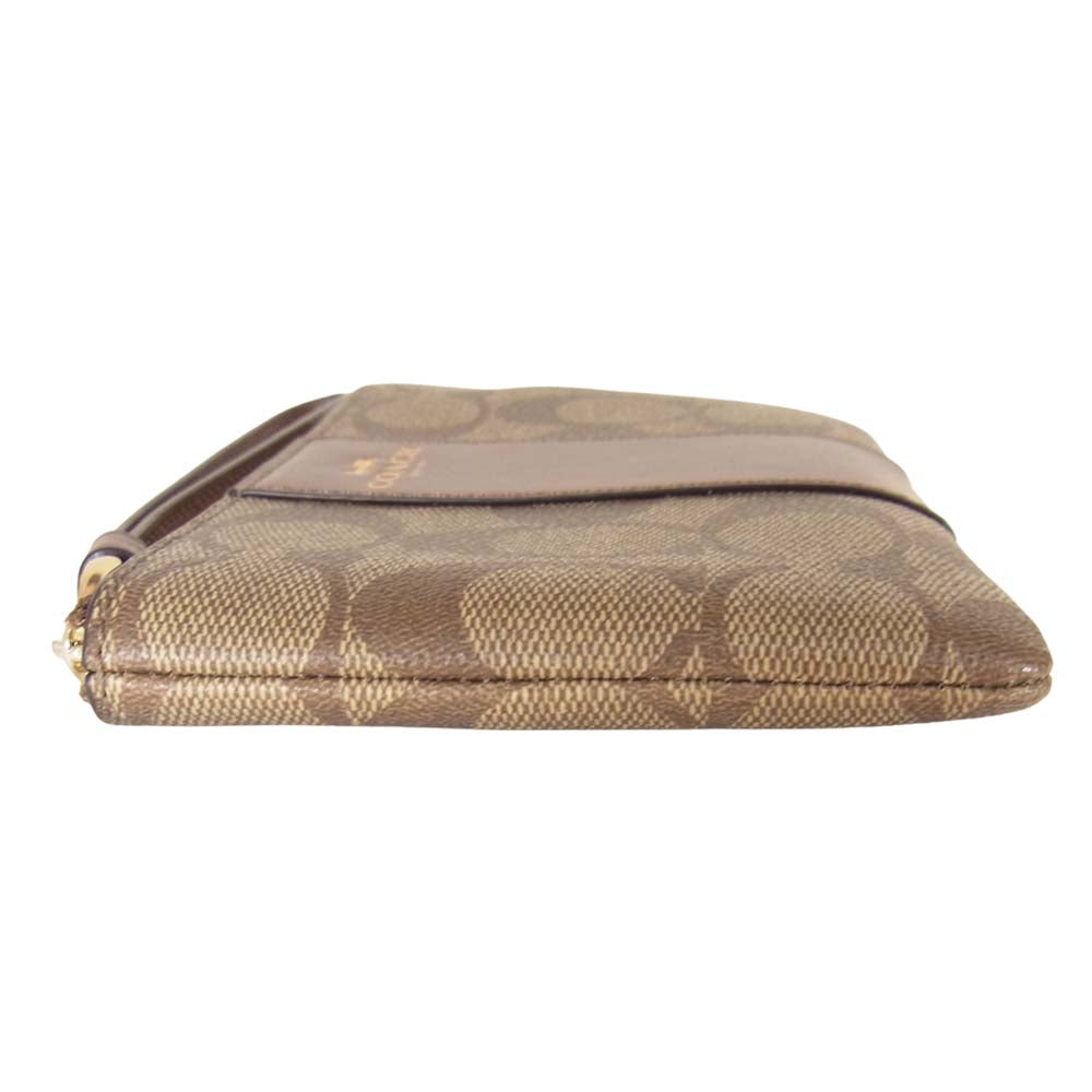 COACH コーチ F58035 シグネチャー コーナージップ リストレット ブラウン系【中古】