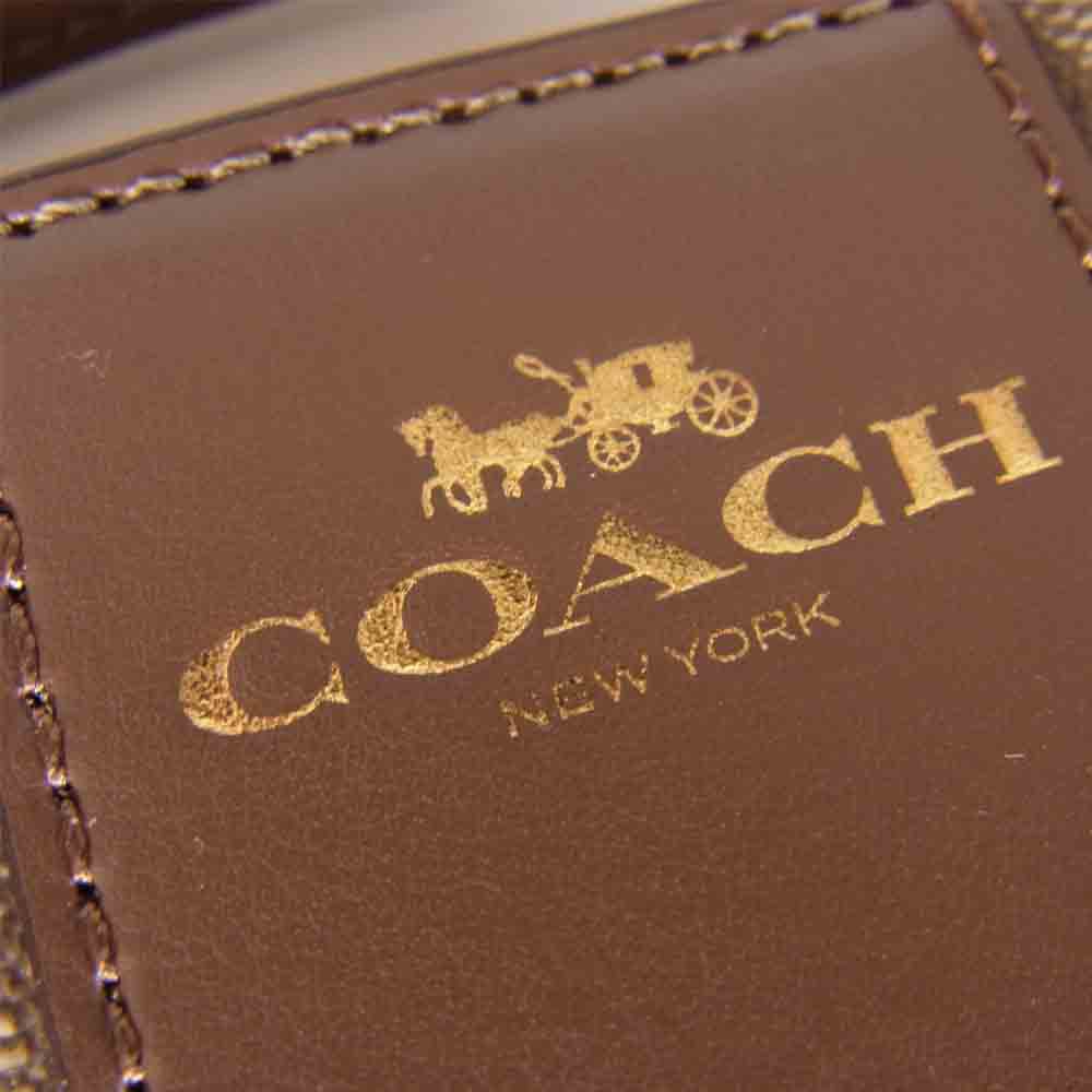 COACH コーチ F58035 シグネチャー コーナージップ リストレット ブラウン系【中古】