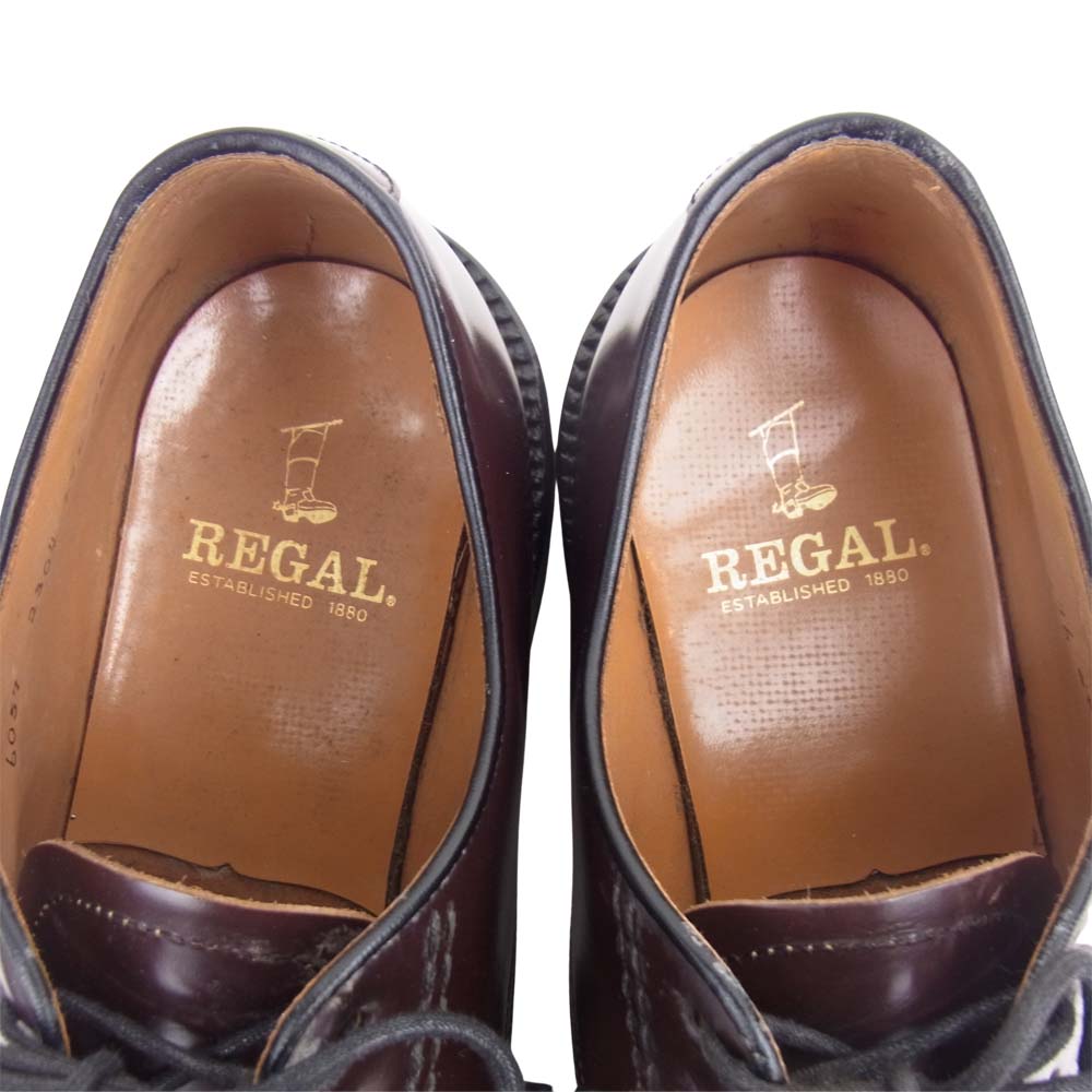 REGAL リーガル プレーントゥ シューズ バーガンディ ブラック系 24 2/1EE【中古】