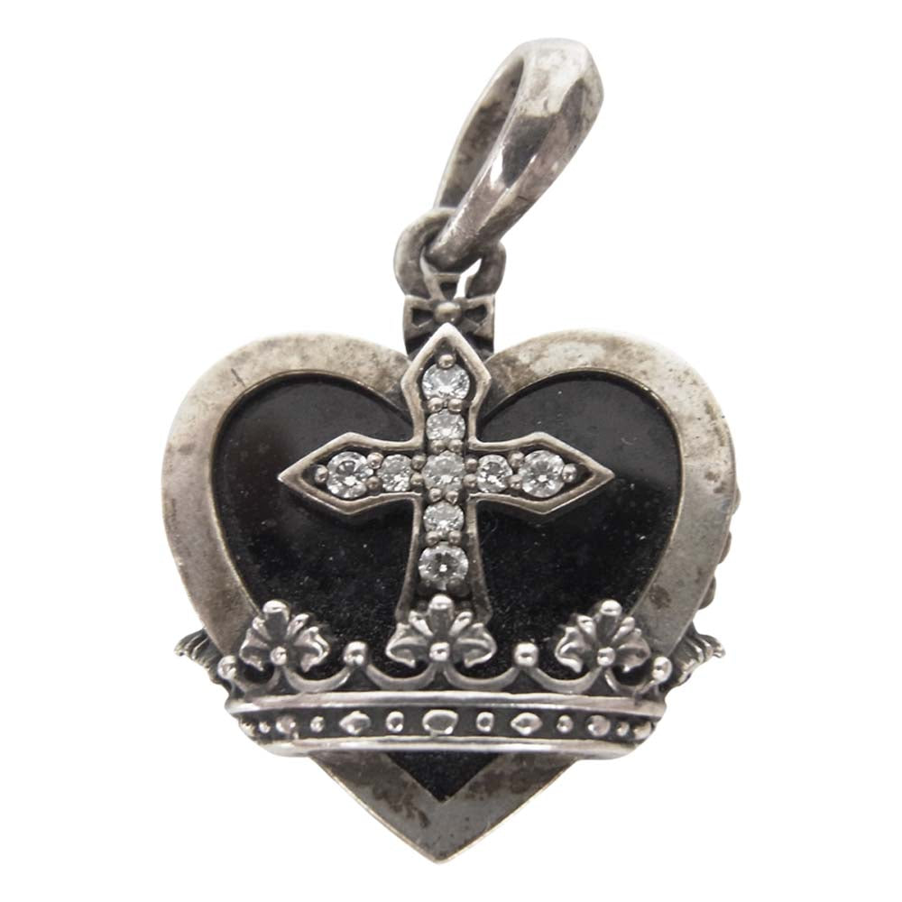 Justin Davis ジャスティンデイビス SPJ486 BLACK HEART ブラック ハート ペンダント トップ シルバー系【中古】