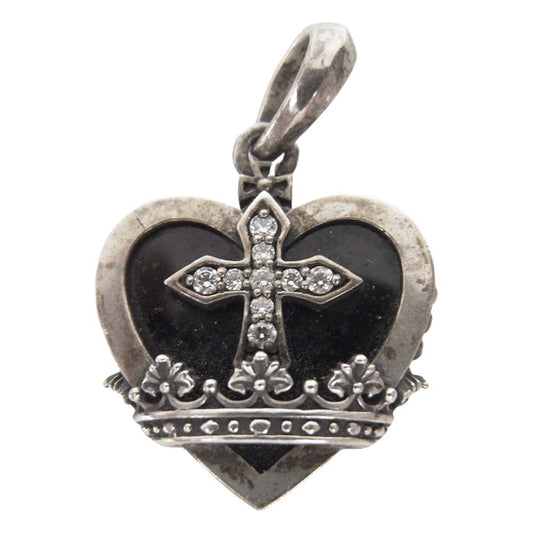 Justin Davis ジャスティンデイビス SPJ486 BLACK HEART ブラック ハート ペンダント トップ シルバー系【中古】