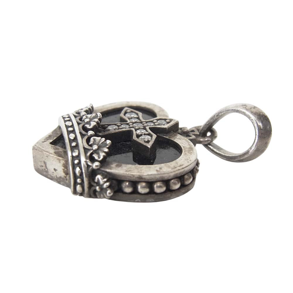 Justin Davis ジャスティンデイビス SPJ486 BLACK HEART ブラック ハート ペンダント トップ シルバー系【中古】