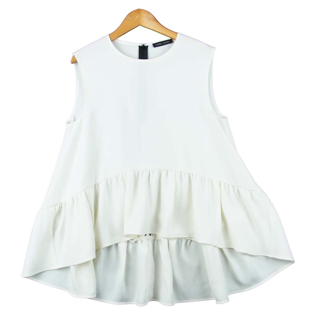 YOKO CHAN ヨーコチャン 18SS YCB-118-095 NO SLEEVE HEM GATHERED BLOUSE ノースリーブ クティアード ブラウス オフホワイト系 36【中古】