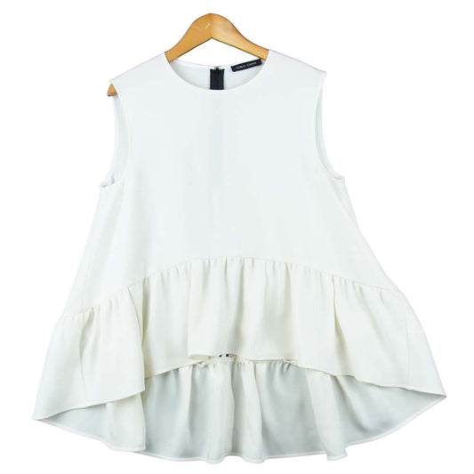 YOKO CHAN ヨーコチャン 18SS YCB-118-095 NO SLEEVE HEM GATHERED BLOUSE ノースリーブ クティアード ブラウス オフホワイト系 36【中古】