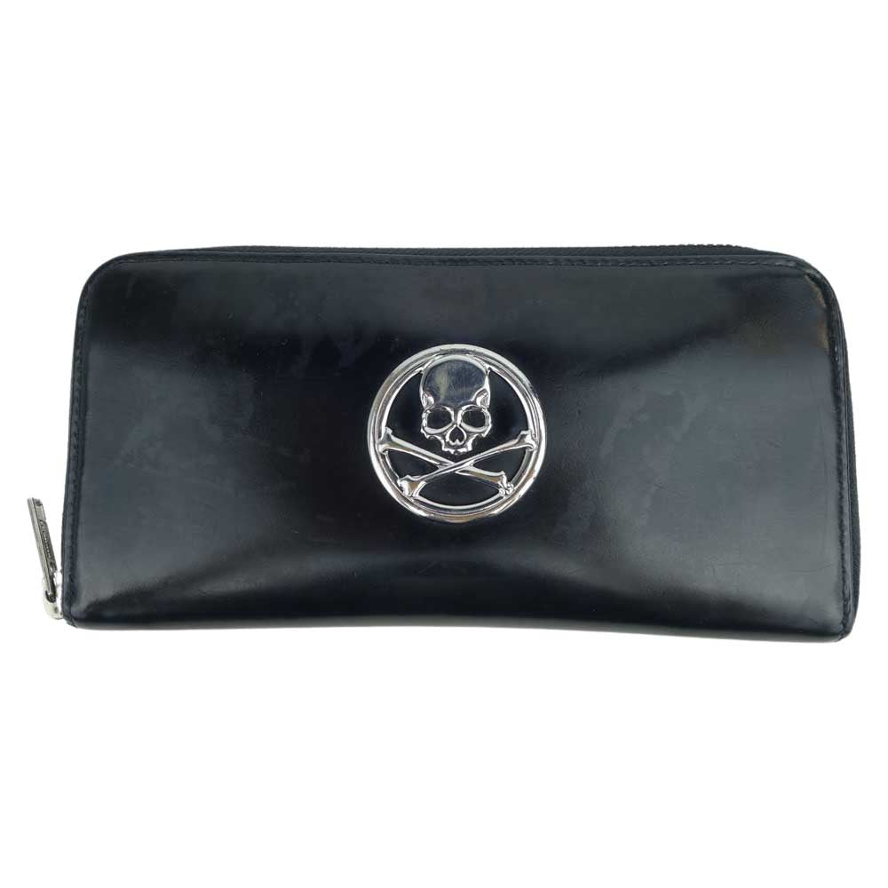 mastermind JAPAN マスターマインドジャパン × ポーター PORTER LEATHER LONG ZIP WALLET ラウンドジップ ラウンドファスナー ウォレット ブラック系【中古】