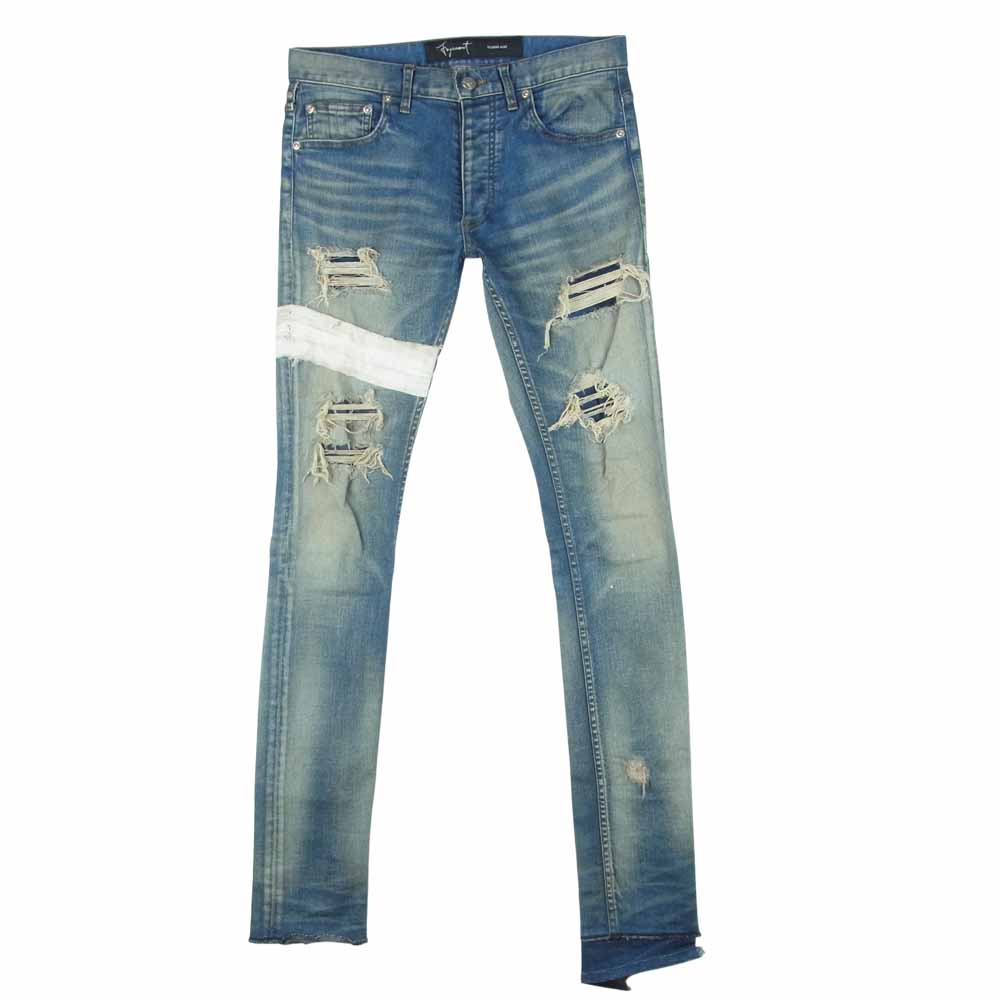 ファガッセン トシキアオキ AQUA BLOW クラッシュ加工 ストレッチ スキニー デニム パンツ インディゴブルー系 28【中古】