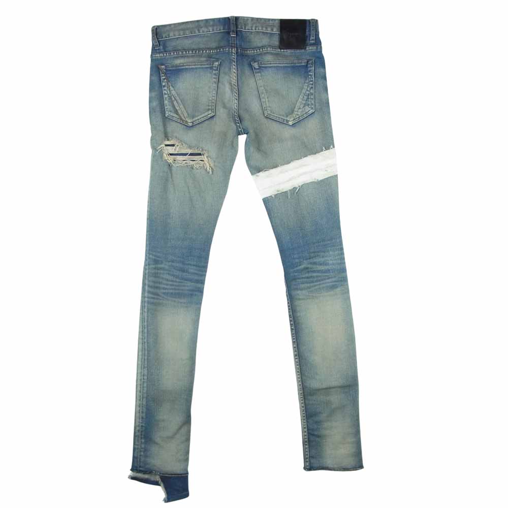 ファガッセン トシキアオキ AQUA BLOW クラッシュ加工 ストレッチ スキニー デニム パンツ インディゴブルー系 28【中古】