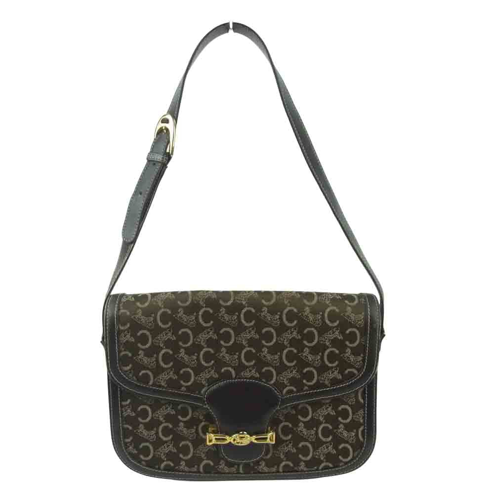 CELINE セリーヌ Cマカダム 馬車金具 ショルダー バッグ ダークブラウン系【中古】