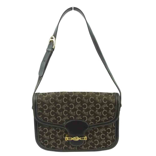 CELINE セリーヌ Cマカダム 馬車金具 ショルダー バッグ ダークブラウン系【中古】