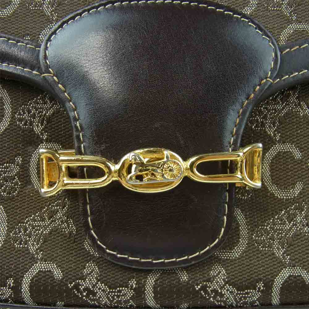 CELINE セリーヌ Cマカダム 馬車金具 ショルダー バッグ ダークブラウン系【中古】