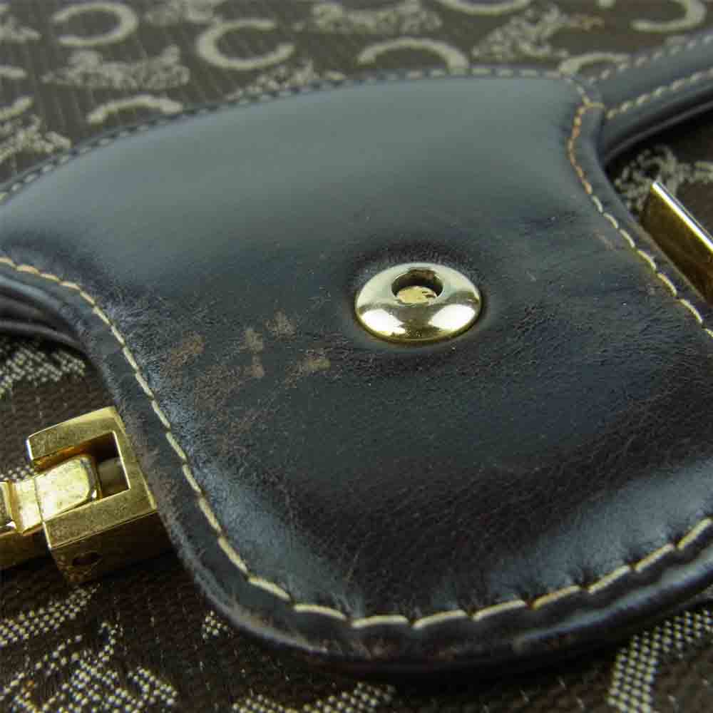 CELINE セリーヌ Cマカダム 馬車金具 ショルダー バッグ ダークブラウン系【中古】