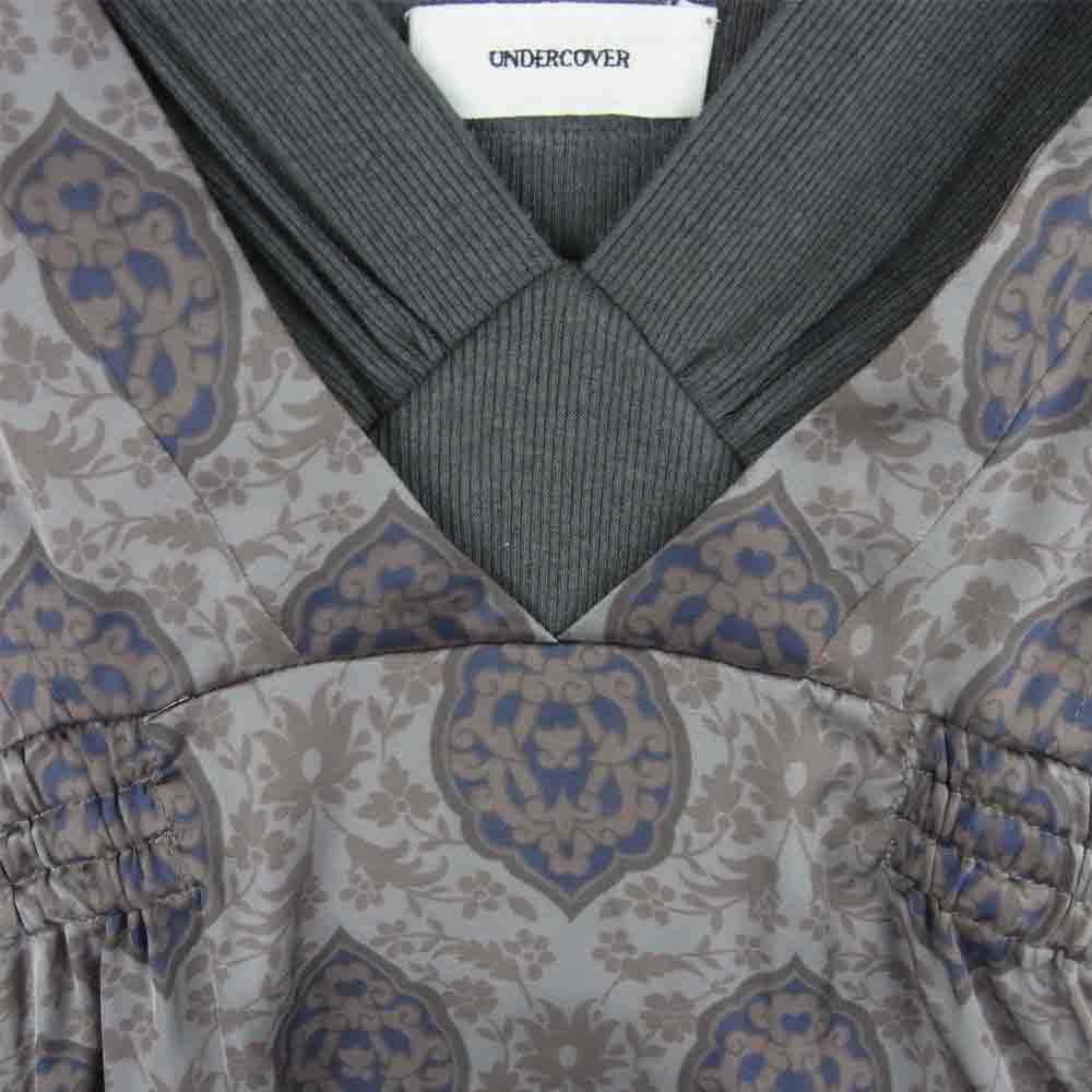 UNDERCOVER アンダーカバー H1702-1 柄切替え ノースリーブ ワンピース ポリエステル 日本製 グレー系 2【中古】