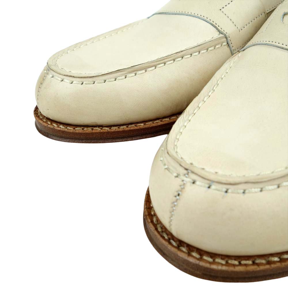 JALAN SRIWIJAYA ジャランスリウァヤ 98589 レザー ローファー レザーソール VEGANO CRUST ホワイト UK7.5 ベージュ系 7.5【極上美品】【中古】