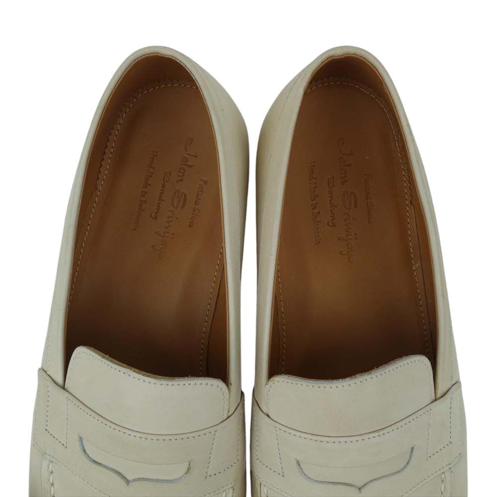 JALAN SRIWIJAYA ジャランスリウァヤ 98589 レザー ローファー レザーソール VEGANO CRUST ホワイト UK7.5 ベージュ系 7.5【極上美品】【中古】