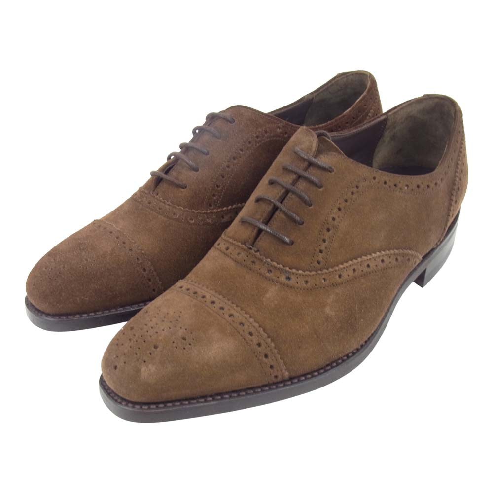 バーカー 4303FW11 CAP OXFORD BROGUE DARK BROWN SUEDE オックスフォード シューズ ブラウン系 6 1/2【極上美品】【中古】