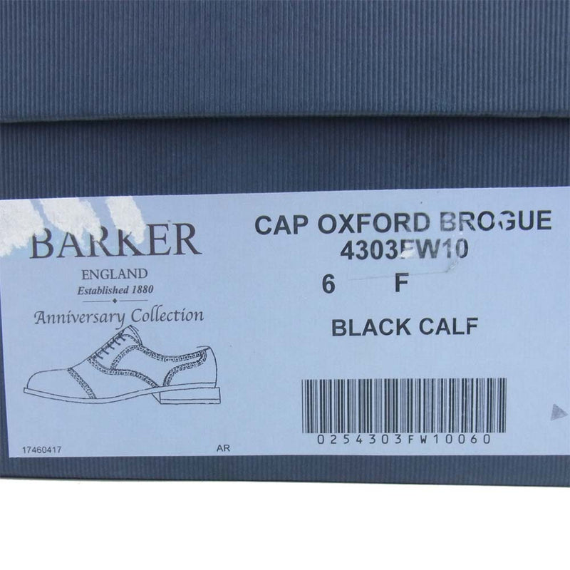 バーカー 4303FW10 CAP OXFORD BROGUE BLACK CALF オックスフォード シューズ ブラック系 6【美品】【中古】