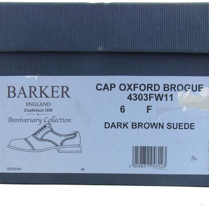 バーカー 4303FW11 CAP OXFORD BROGUE DARK BROWN SUEDE オックスフォード シューズ ダークブラウン系 6【極上美品】【中古】