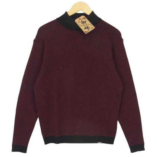 GANGSTERVILLE ギャングスタービル GSV-20-AW-16 MOCKNECK SWEATER モックネック ストライプ セーター エンジ系 M【新古品】【未使用】【中古】