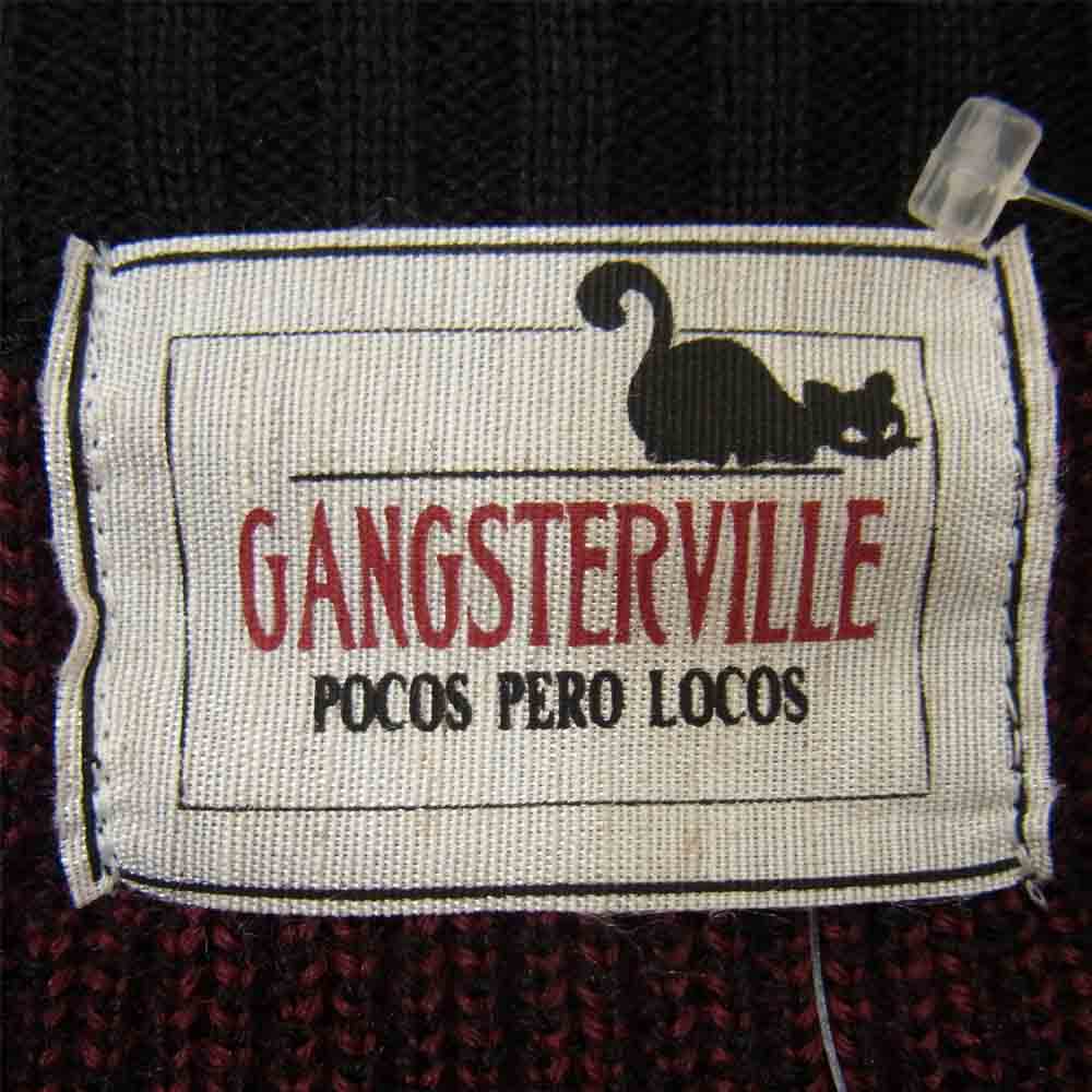 GANGSTERVILLE ギャングスタービル GSV-20-AW-16 MOCKNECK SWEATER モックネック ストライプ セーター エンジ系 M【新古品】【未使用】【中古】