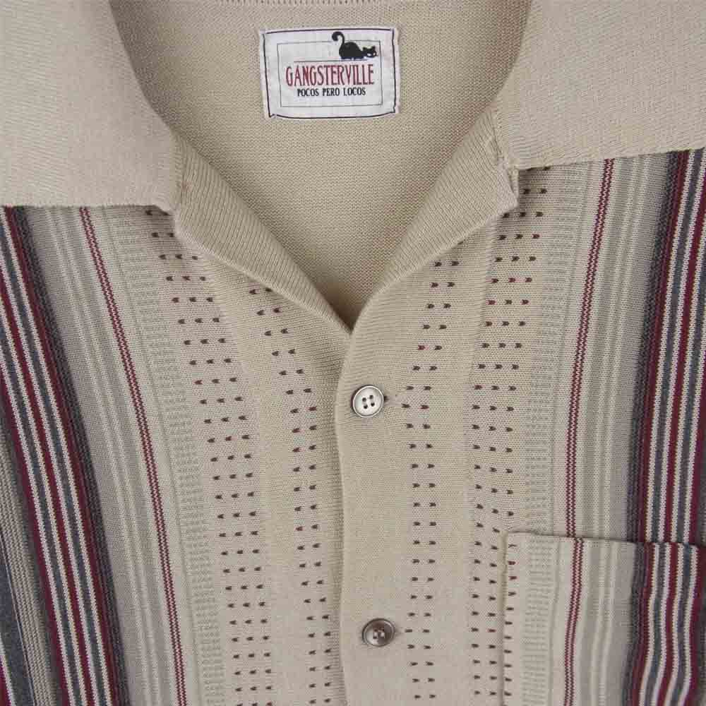 GANGSTERVILLE ギャングスタービル GSV-20-SS-18 長袖 ニット シャツ BOULEVARD GLAD HAND グラッドハンド ベージュ系 S【中古】