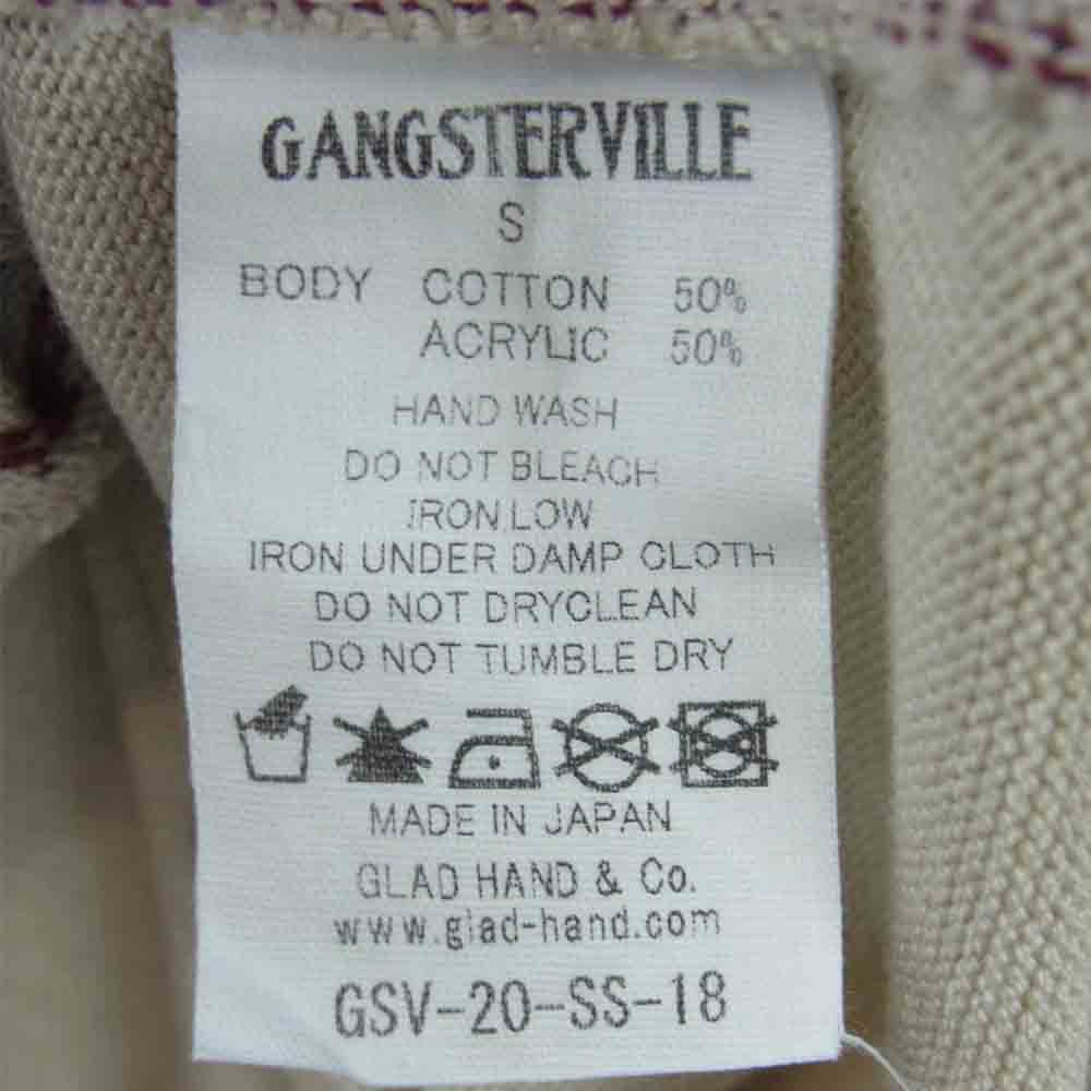 GANGSTERVILLE ギャングスタービル GSV-20-SS-18 長袖 ニット シャツ BOULEVARD GLAD HAND グラッドハンド ベージュ系 S【中古】