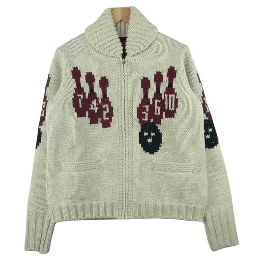 オールドクロウ OC-20-AW-04 Highland Park Bowl Cowichan ハイランド パーク ボール カウチン ニット ジャケット グレイッシュベージュ系 M【美品】【中古】