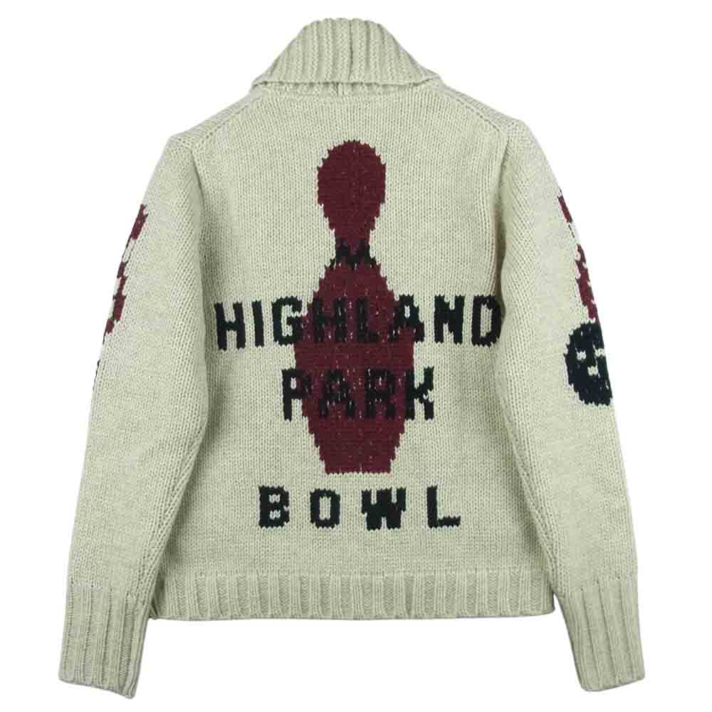 オールドクロウ OC-20-AW-04 Highland Park Bowl Cowichan ハイランド パーク ボール カウチン ニット ジャケット グレイッシュベージュ系 M【美品】【中古】