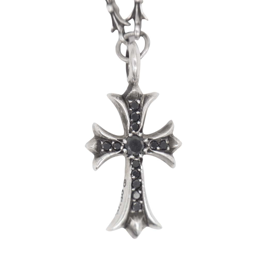 CHROME HEARTS クロムハーツ（原本有） TNY BAR CRS F P BLKDIA TINY E CH PLS タイニーバー ファットクロス ブラックダイヤ シルバー ネックレス シルバー系【中古】