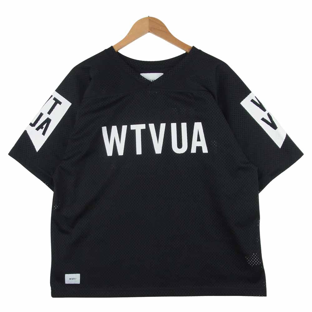 WTAPS ダブルタップス 19SS 191ATDT-CSM29 QB TEE POLY メッシュ フットボール 半袖 Tシャツ ブラック系 02【中古】