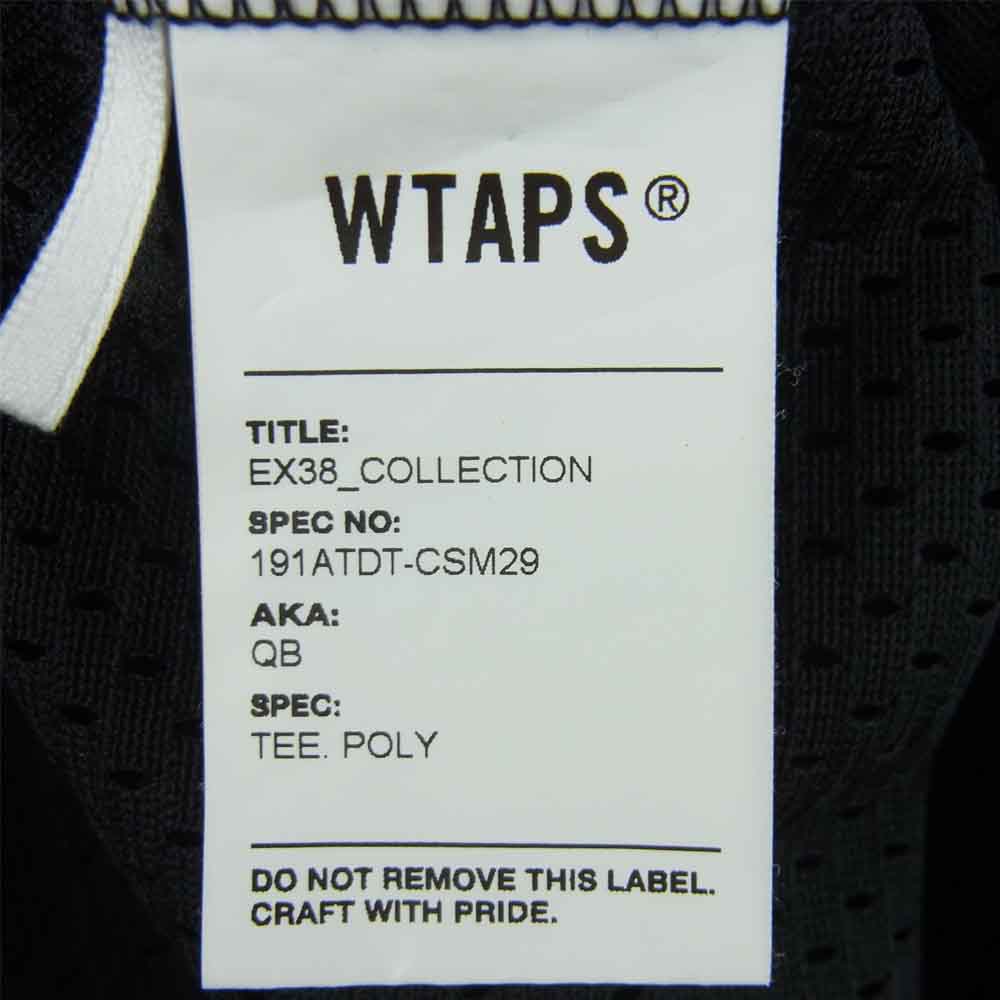 WTAPS ダブルタップス 19SS 191ATDT-CSM29 QB TEE POLY メッシュ フットボール 半袖 Tシャツ ブラック系 02【中古】
