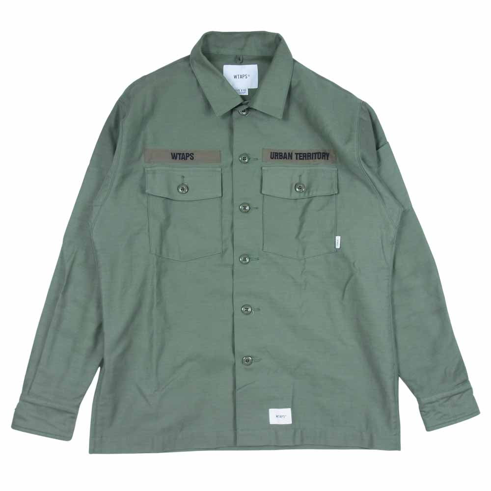 WTAPS ダブルタップス 20AW 202BRDT-SHM01 BUDS LS COTTON SATIN バッツ ロング スリーブ コットン サテン シャツ カーキ系 2【中古】