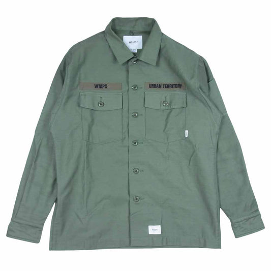 WTAPS ダブルタップス 20AW 202BRDT-SHM01 BUDS LS COTTON SATIN バッツ ロング スリーブ コットン サテン シャツ カーキ系 2【中古】