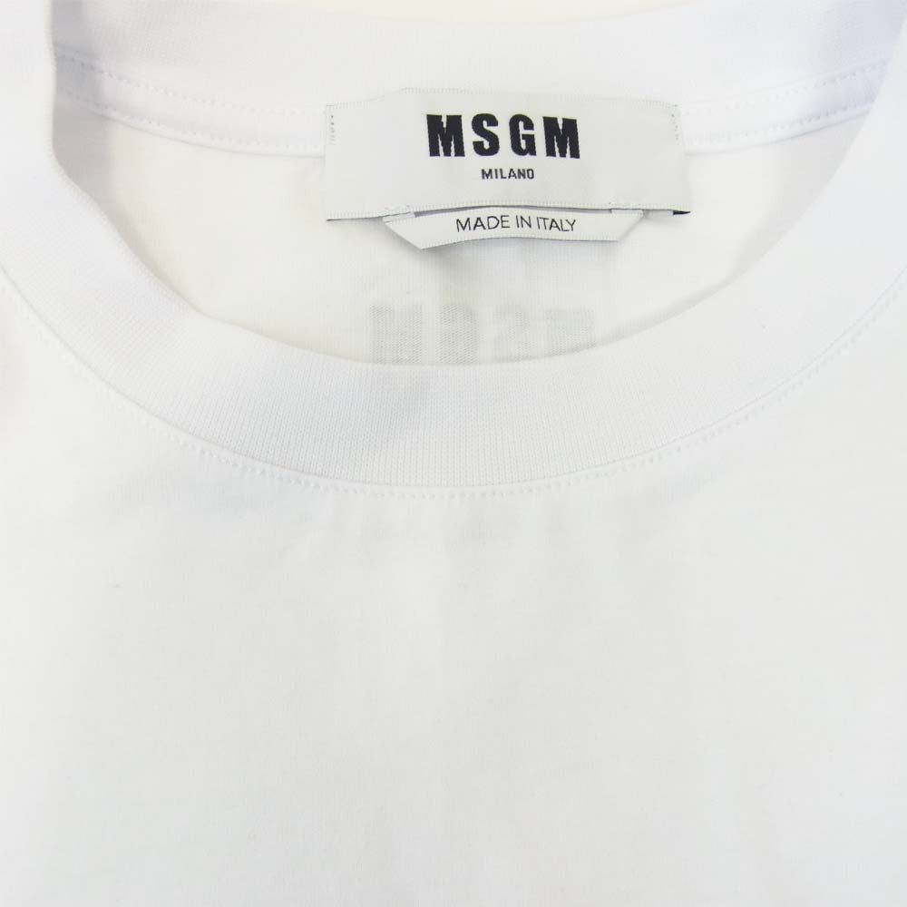 MSGM エムエスジーエム 2941MDM77 レース スリーブ Tシャツ カットソー ホワイト系 M【美品】【中古】