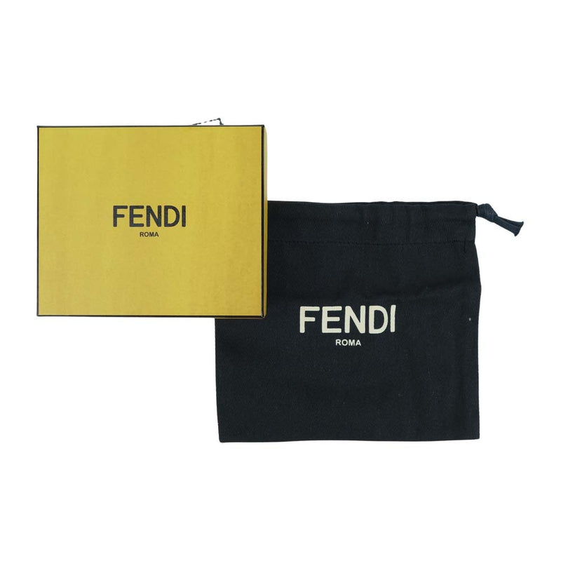 FENDI フェンディ 21SS 7M0164 Logo Card Holder ロゴ 型押し レザー カードケース ブラック系【美品】【中古】