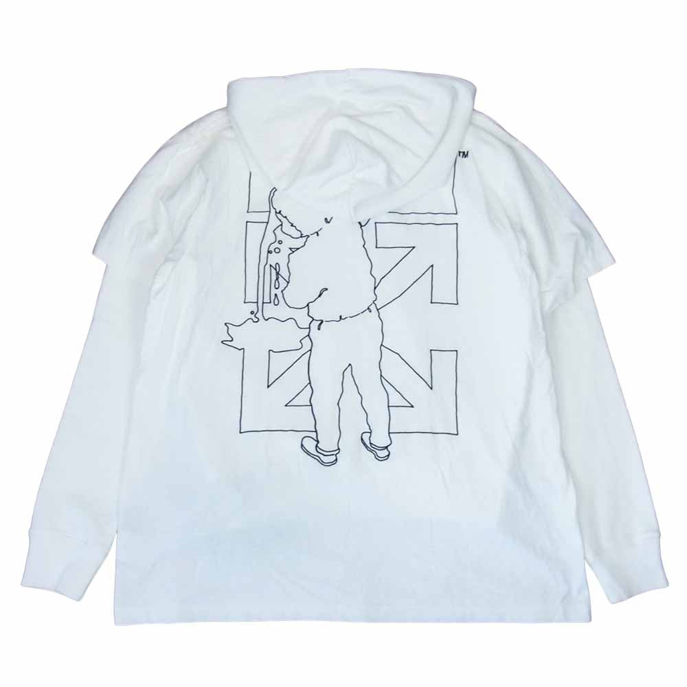 OFF-WHITE オフホワイト 20AW BARREL WORKER DOUBLE TEE HOODIE Tシャツ パーカー ホワイト ホワイト系 S【新古品】【未使用】【中古】