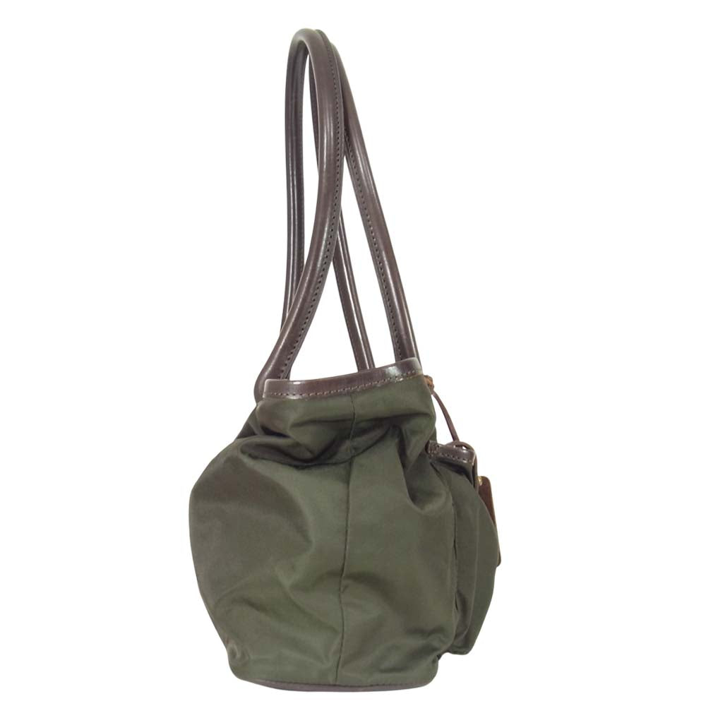 Felisi フェリージ ナイロン レザー ブリーフケース カーキ系【中古】