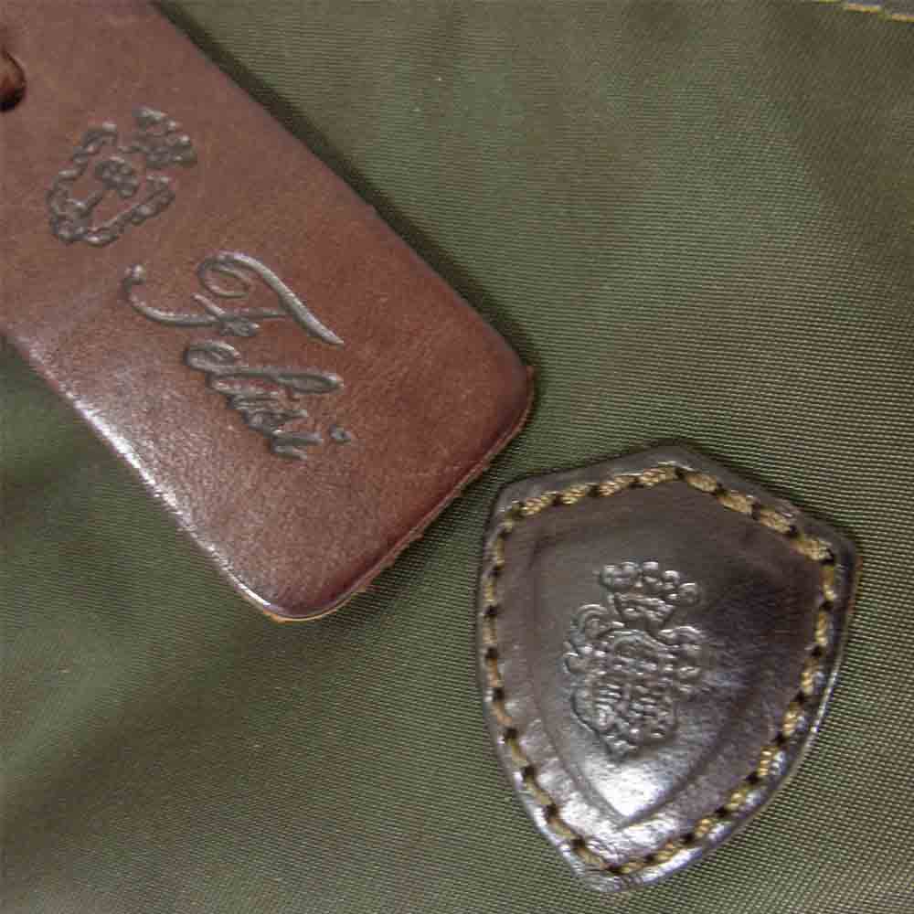 Felisi フェリージ ナイロン レザー ブリーフケース カーキ系【中古】