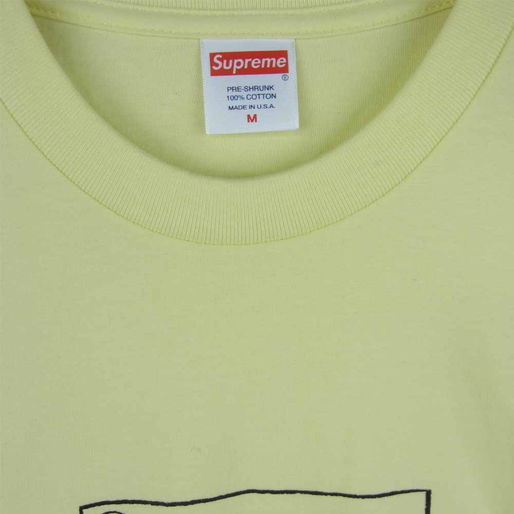 Supreme シュプリーム 21SS KAWS Chalk Logo Tee 半袖 Tシャツ コットン アメリカ製 イエロー系 M【極上美品】【中古】