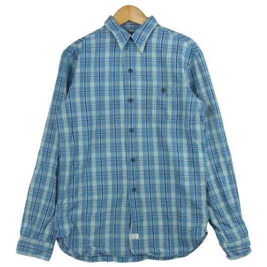 RRL ダブルアールエル チンストラップ チェック 長袖 ワーク シャツ コットン 中国製 ブルー系 XS【中古】