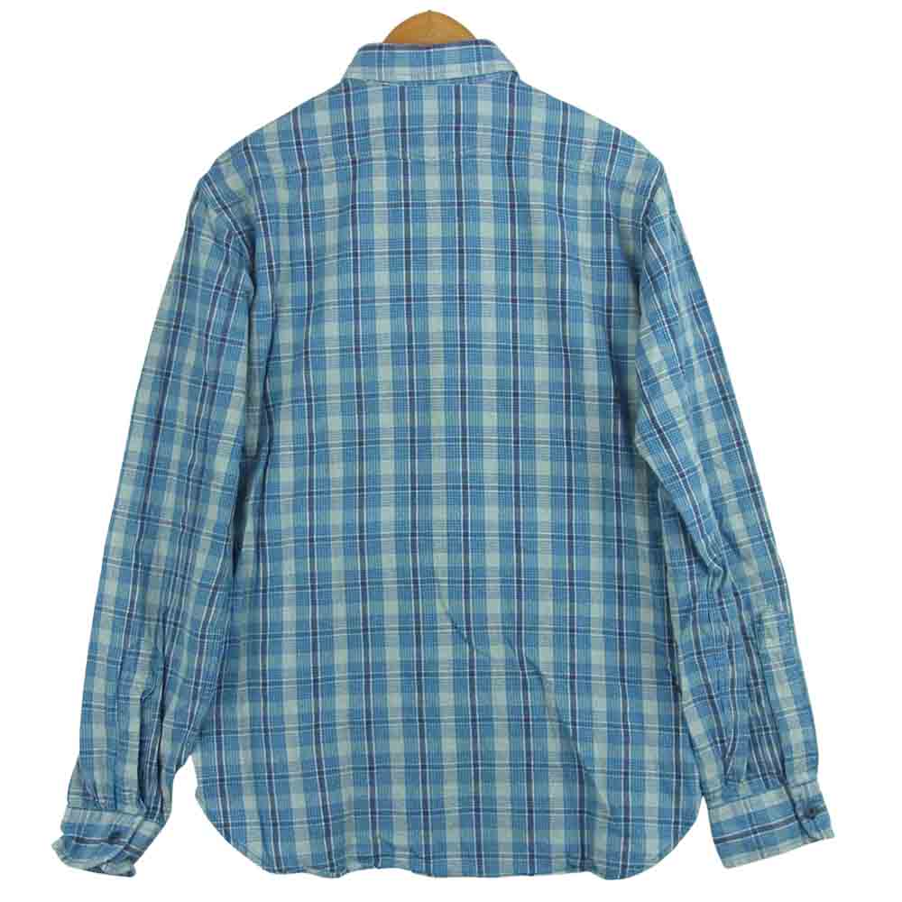 RRL ダブルアールエル チンストラップ チェック 長袖 ワーク シャツ コットン 中国製 ブルー系 XS【中古】