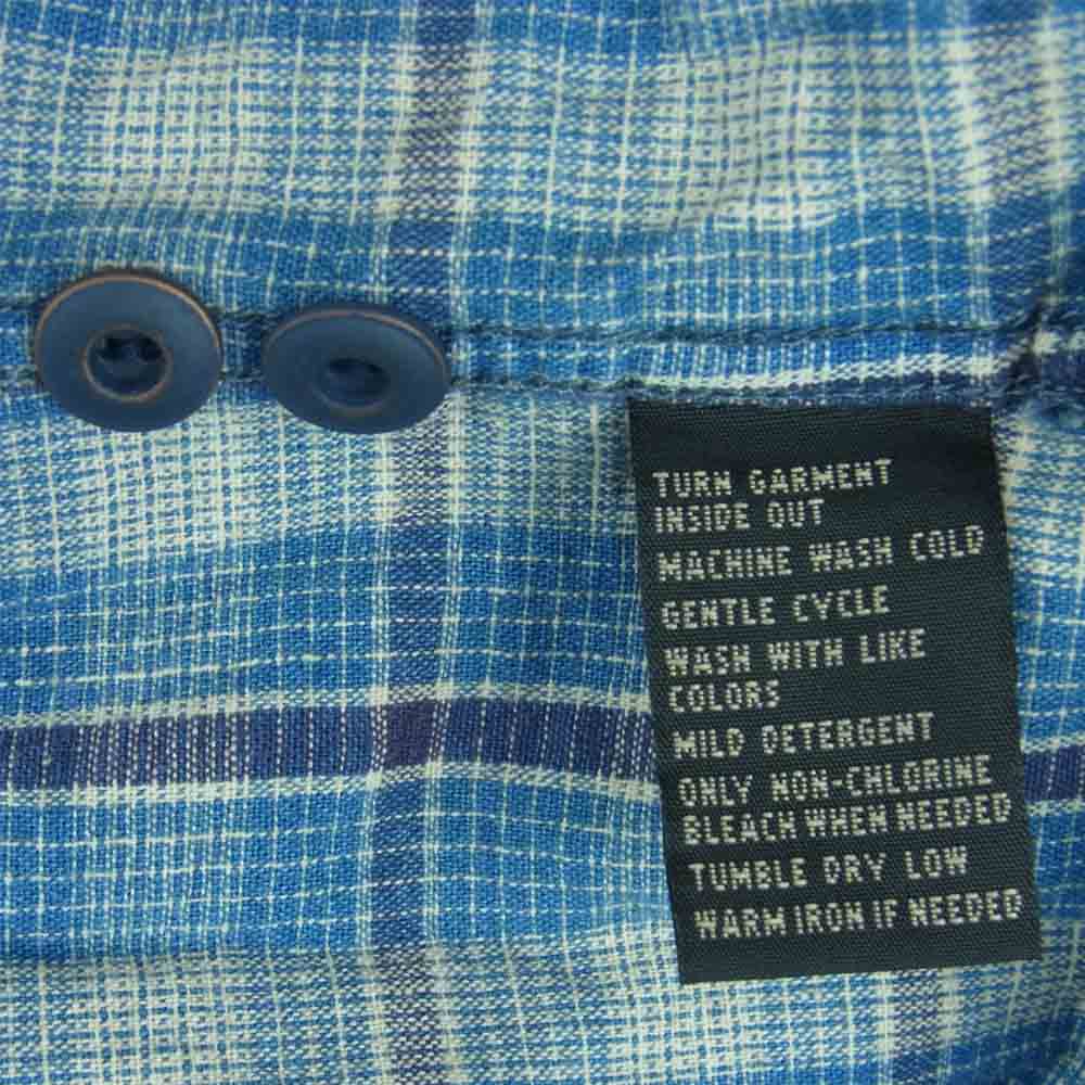 RRL ダブルアールエル チンストラップ チェック 長袖 ワーク シャツ コットン 中国製 ブルー系 XS【中古】