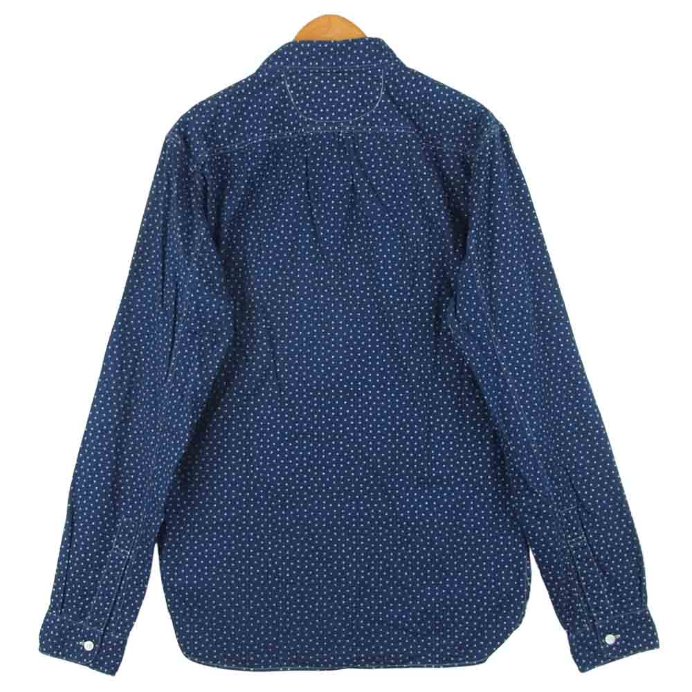 RRL ダブルアールエル 41381 チンストラップ スター柄 長袖 ワーク シャツ コットン ネイビー系 XS【中古】