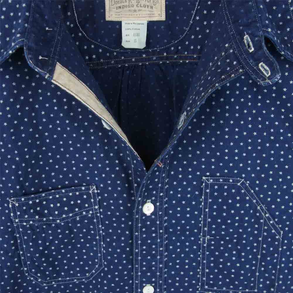 RRL ダブルアールエル 41381 チンストラップ スター柄 長袖 ワーク シャツ コットン ネイビー系 XS【中古】